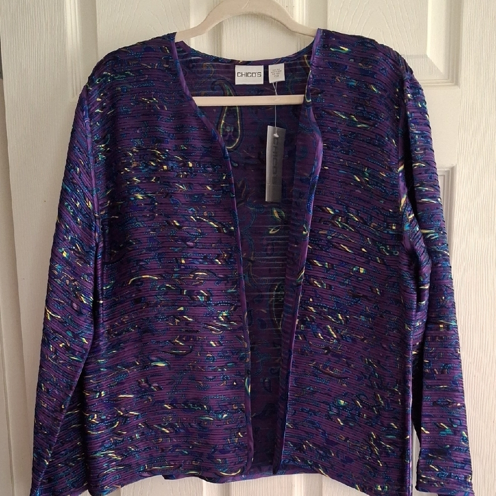 Chico's Women's Purple Jacket 100% Silk